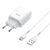  Адаптер Сетевой с кабелем Hoco C72A Glorious 1USB/5V/2.1A +Type-C (white) 