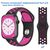  Ремешок силиконовый перфорированный Great Case Sport NK для Apple Watch 38/40/41 мм, 225мм, на кнопке, черный+розовый (7) 