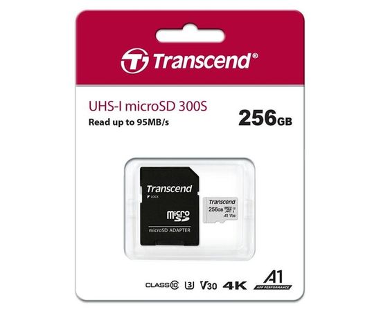  Карта памяти Transcend microSDXC 256Gb Class10 TS256GUSD300S-A + adapter 
