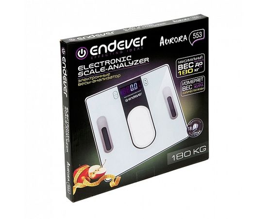  Весы напольные Endever Aurora-553, материал закаленное стекло, весы-анализатор, максимальный вес 150 кг., голубой 