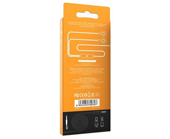  Проводные наушники с микрофоном внутриканальные Borofone BM36 Acura, 3.5 Jack (black) 