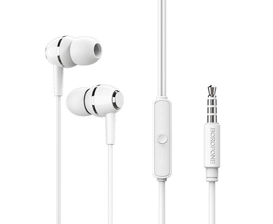  Проводные наушники с микрофоном внутриканальные Borofone BM36 Acura, 3.5 Jack (white) 