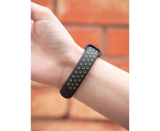 Ремешок двухцветный для фитнес-браслета Xiaomi Mi Band 5/ Mi Smart Band 6, черный с желтым 
