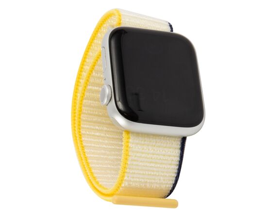  Ремешок нейлоновый MB для Apple watch – 42-44 mm (S3/S4/S5 SE/S6), морская соль с желто-синим краем 
