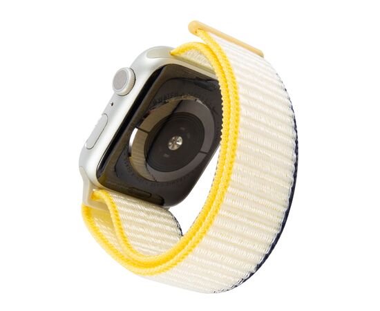  Ремешок нейлоновый MB для Apple watch – 42-44 mm (S3/S4/S5 SE/S6), морская соль с желто-синим краем 