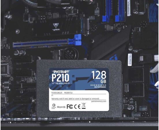  SSD 2.5" 128GB SATA3 Patriot P210, box (P210S128G25) (7 mm, TLC 3D NAND, Silicon Motion SM2258XT, R/W: up to 450/430 MB/s, 4KB W: up to 30000 IOPS, 64 TBW, MTBF: 2M hrs) 