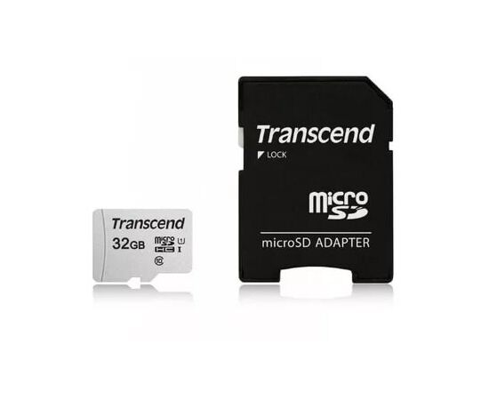  Карта памяти Transcend microSDHC 300S 32GB Class 10 UHS-I U1 +SD adapter  (TS32GUSD300S-A) 
