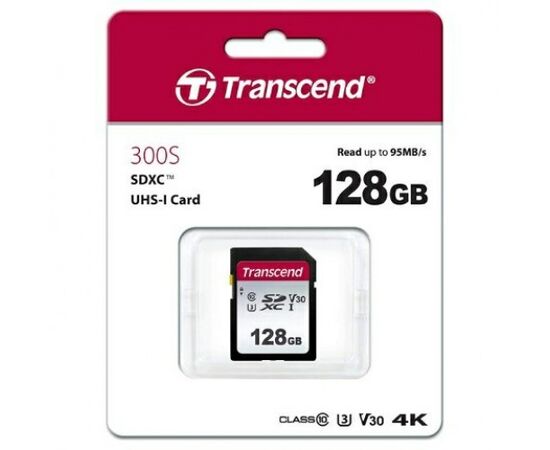  Карта памяти Transcend TS128GSDC300S SDXC 300S, 128GB UHS-I Class U3 V30 