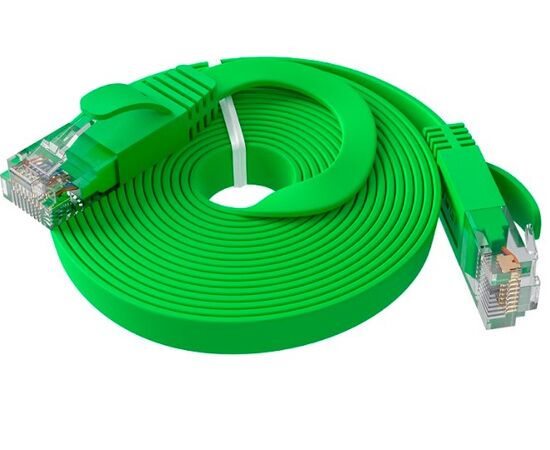  Патч-корд Greenconnect Prof GCR-52837 плоский прямой 1.5m, UTP медь RJ45, кат.6, зеленый 