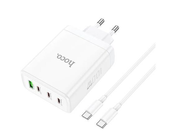  Адаптер Сетевой с кабелем Hoco N31 PD100W 3C1A fast charger Type-C - Type-C ( (white) (213930) 