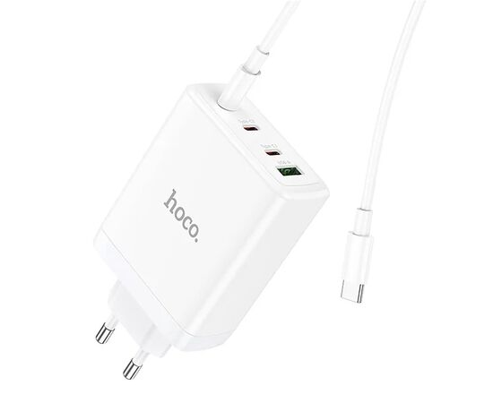  Адаптер Сетевой с кабелем Hoco N31 PD100W 3C1A fast charger Type-C - Type-C ( (white) (213930) 