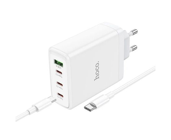  Адаптер Сетевой с кабелем Hoco N31 PD100W 3C1A fast charger Type-C - Type-C ( (white) (213930) 