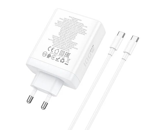  Адаптер Сетевой с кабелем Hoco N31 PD100W 3C1A fast charger Type-C - Type-C ( (white) (213930) 