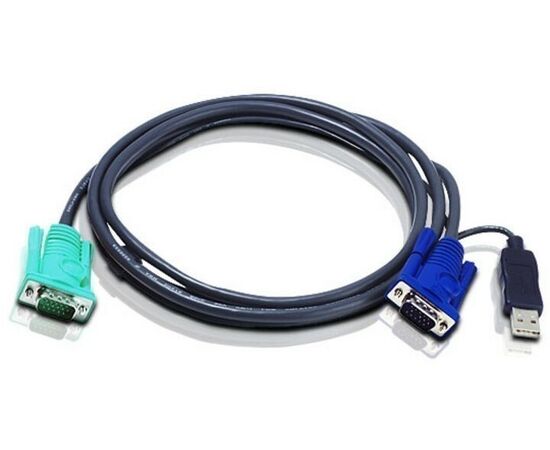  Шнур Aten 2L-5203U мон+клав+мышь USB SPHD15--HD DB15+USB A-Тип Male-2xMale 8+4 проводов опрессованный 3м черный 