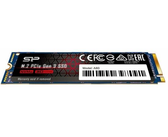  Внутренний SSD  Silicon Power 1TB  A80, PCIe 3x4, R/W - 3200/3000 MB/s, (M.2), 2280, TLC 3D NAND 
