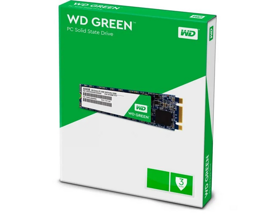  Внутренний SSD  WD  480GB, SATA-III, R/W - 545/240 MB/s, (M.2), 2280, TLC, зелёный 