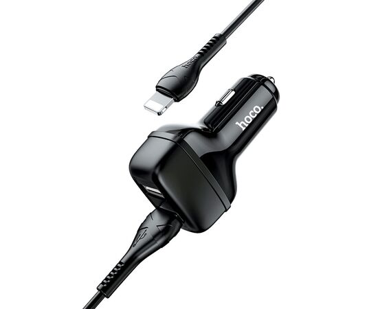  Автомобильное зарядное устройство HOCO Z36 Leader, 2xUSB с Кабелем USB - Lightning, 2.4A, черный 