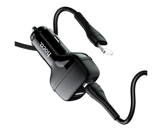  Автомобильное зарядное устройство HOCO Z36 Leader, 2xUSB с Кабелем USB - Lightning, 2.4A, черный 
