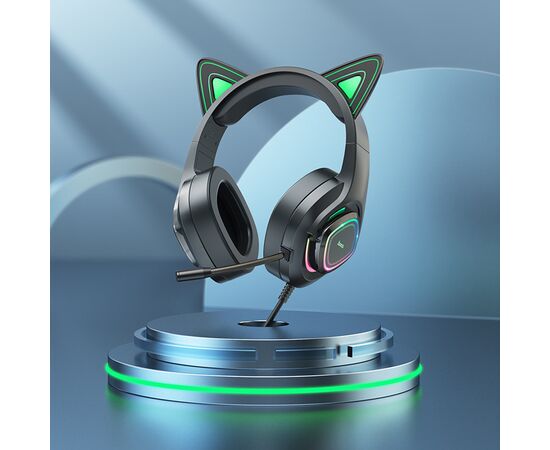  Проводные наушники HOCO W107 Cute cat, USB+Jack 3.5mm, 2 м, elf cat 