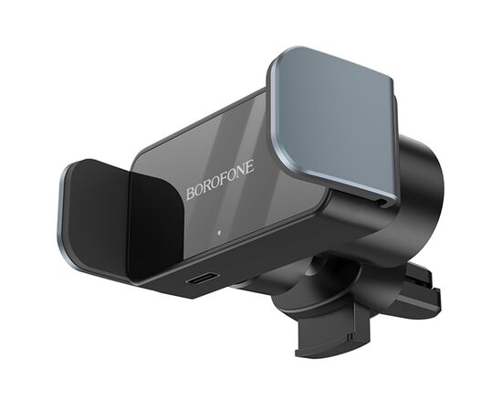  Автомобильный держатель BOROFONE BH66 Smart electric, зажимной, на воздуховод, черный+серый металлик 