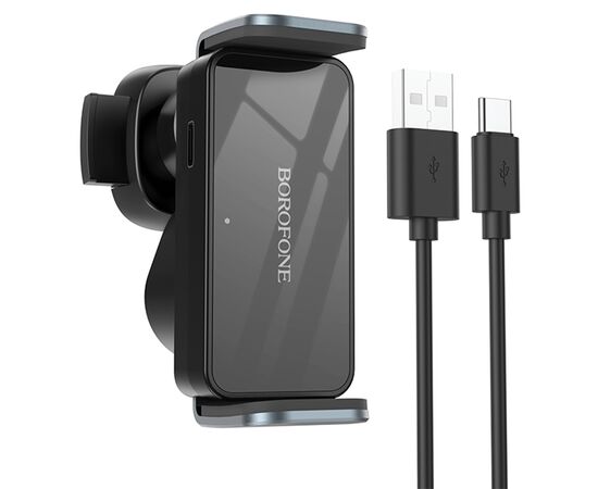  Автомобильный держатель BOROFONE BH66 Smart electric, зажимной, на воздуховод, черный+серый металлик 