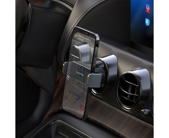  Автомобильный держатель BOROFONE BH66 Smart electric, зажимной, на воздуховод, черный+серый металлик 