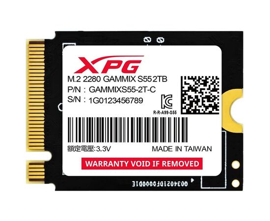  SSD ADATA XPG Gammix S55 (SGAMMIXS55-2T-C) M.2 2230 2TB PCIe Gen4x4 with NVMe 5000/3700, 3D ТLC Nand 