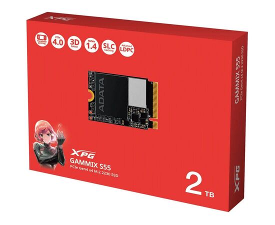  SSD ADATA XPG Gammix S55 (SGAMMIXS55-2T-C) M.2 2230 2TB PCIe Gen4x4 with NVMe 5000/3700, 3D ТLC Nand 