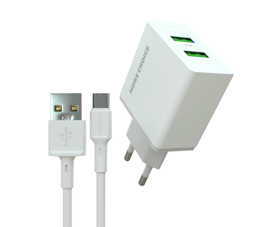  СЗУ 2USB 2.4A для micro USB More choice NC11m (White) 