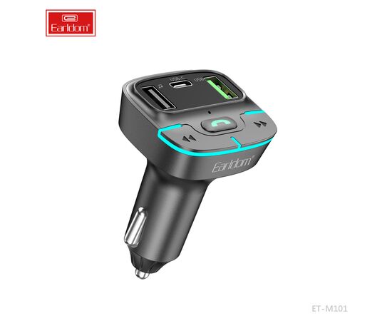  ФМ модулятор (2USB выхода + USB-C, Bluetooth) Earldom ET-M101, с подсветкой 