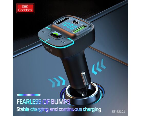  ФМ модулятор (2USB выхода + USB-C, Bluetooth) Earldom ET-M101, с подсветкой 