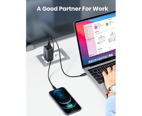  СЗУ Ugreen CD244 (10335) Nexode USB-A+2*USB-C 65W GaN Tech Fast Charger EU grey 