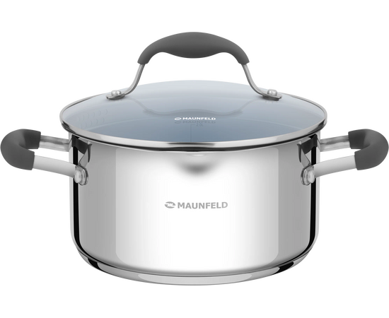 Кастрюля MAUNFELD Laura MCS31S08GR из нерж со стекл. крышкой, 20см, 3,1л 