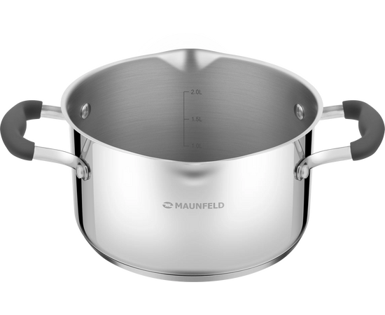  Кастрюля MAUNFELD Laura MCS31S08GR из нерж со стекл. крышкой, 20см, 3,1л 