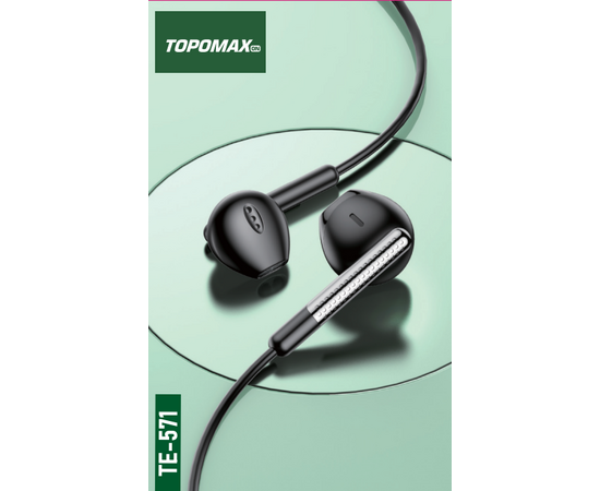  Наушники TOPOMAX TE-571, 3.5  jack, 1,2м, (черный) 